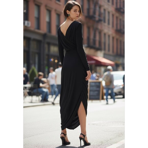 GIORGIO ARMANI Satin-jersey midi dress Size 40 IT, 4 US NEW - Picture 2 of 13